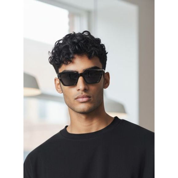 RAEN Keera Sunglasses Mens One Size Black Cat Eye Angular Thick Frame Iconic - Picture 1 of 7